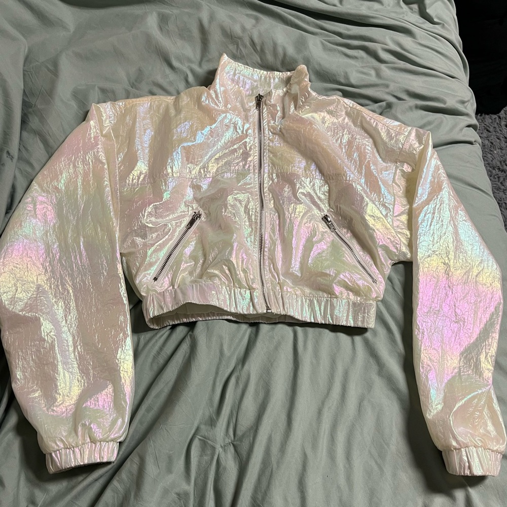 Metallic crop top jacket